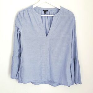 Ann Taylor Textured Stripe Bell Sleeve Top Size XS